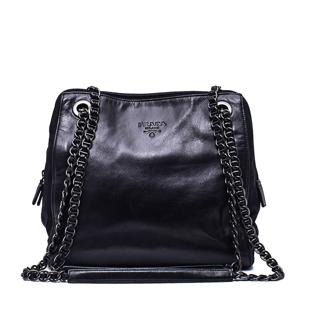 Prada - Black Lambskin Nylon Chain Small Vintage Shopper Bag